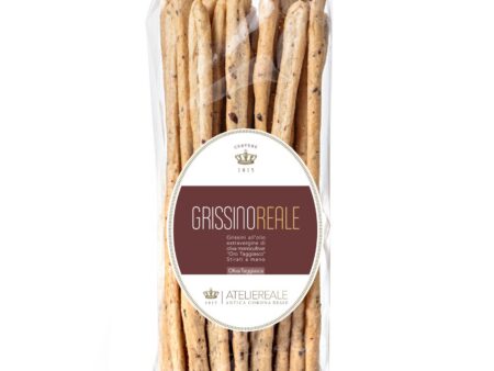 Antica Corona Reale -Grissini Stirati a Mano all'Olio Extravergine di Oliva Taggiasca alle Olive Nere 200 g